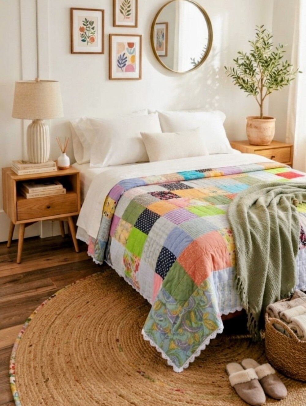 Vintage Handmade Patchwork Full / Queen Quilt 🌸